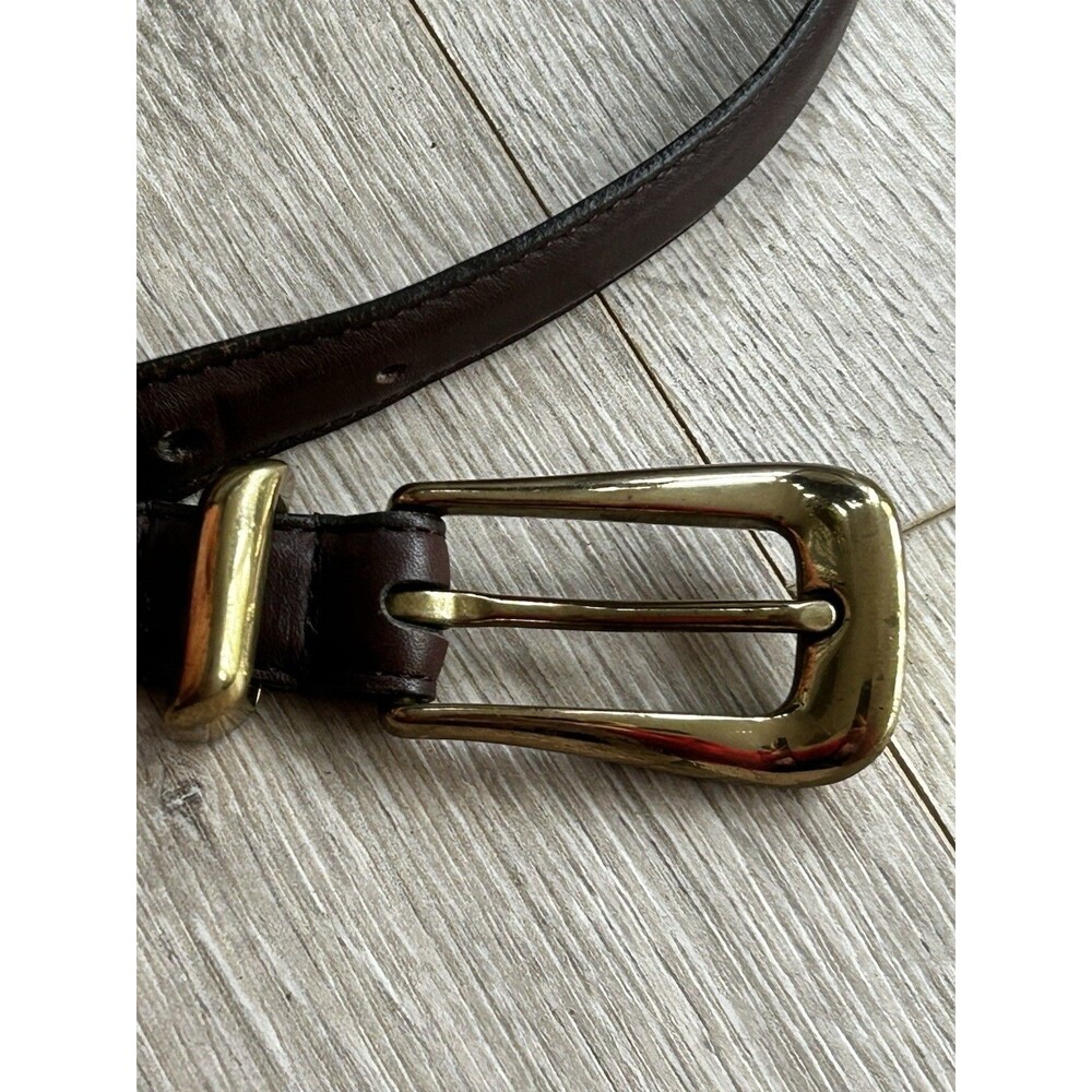 Women's Coach Belt Size Medium Brown Genuine Leather Solid Brass Buckle Preppy - Picture 3 of 7